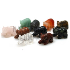 Bear Walking Carved Fetish Bead 0.75 Inch - Assorted Stones