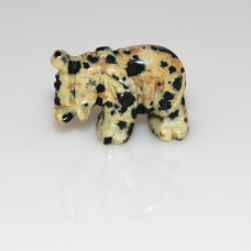 Elephant Classic Carved Fetish Bead 0.75 Inch - Dalmatian Dalcite