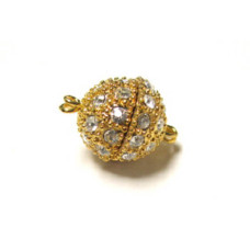 934 Gold Plated Crystal Covered Round Magnetic Clasp 1 Piece Packs