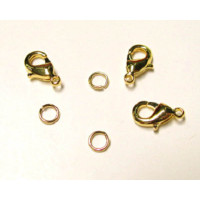 989 Gold Plated 12mm Lobster Clasps 10 Piece Packs