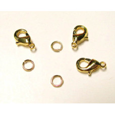 989 Gold Plated 12mm Lobster Clasps 10 Piece Packs