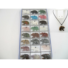 Pendant Pack on Cord - Bear Assorted Stones 24 piece pack