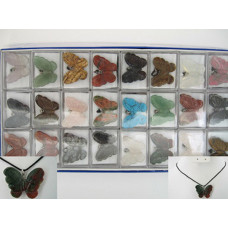 Pendant Pack on Cord - Butterfly Assorted Stones 24 piece pack