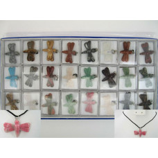 Pendant Pack on Cord - Dragonfly Assorted Stones 24 piece pack