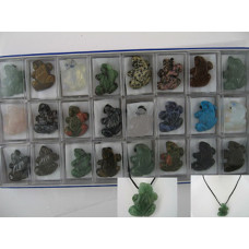 Pendant Pack on Cord - Frog Assorted Stones 24 piece pack