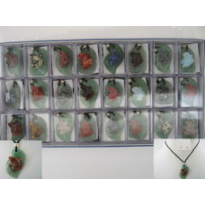 Pendant Pack on Cord - Frog on Lily Pad Assorted Stones 24 piece pack