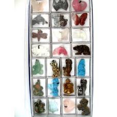 Pendant Pack on Cord - Mixed Animals Assorted Stones 24 piece pack