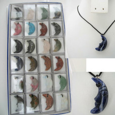 Pendant Pack on Cord - Moon (half moon with face) Assorted Stones 24 piece pack