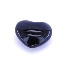 Small Gemstone Heart - 24 pcs pack (Puff - about 1 x 1.25 inch) - Black Obsidian