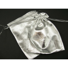 Metallic Fabric Pouch Large 3.5 Inch x 4.5 Inch 12 piece pack-Silver