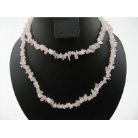 30-34 Inch Chip Necklace - Rose Quartz  - 10 pcs pack