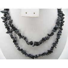 30-34 Inch Chip Necklace - Snowflake Obsidian  - 10 pcs pack