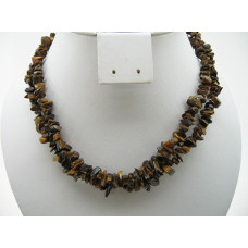 30-34 Inch Chip Necklace - Tiger Eye  - 10 pcs pack