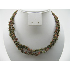 30-34 Inch Chip Necklace - Unakite  - 10 pcs pack