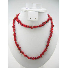 30-34 Inch Chip Necklace - Red Coral  - 10 pcs pack