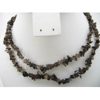 30-34 Inch Chip Necklace - Smokey Quartz  - 10 pcs pack