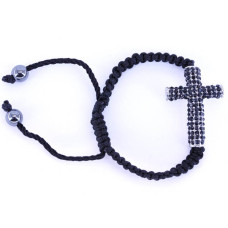 Rhinestone Cross Bracelet - Black