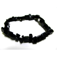 7 Inch Stretch Chip Bracelet - Black Obsidian  -10 pcs pack