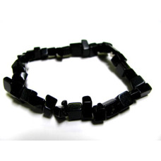 7 Inch Stretch Chip Bracelet - Black Obsidian  -10 pcs pack