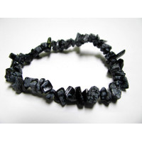 7 Inch Stretch Chip Bracelet - Snowflake Obsidian  -10 pcs pack