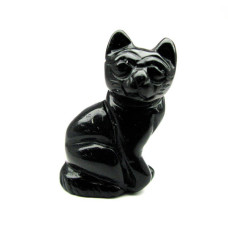 Cat Sitting 2.25 Inch Figurine - Black Obsidian