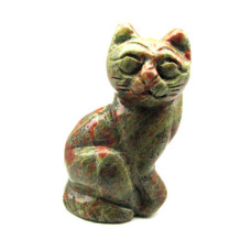 Cat Sitting 2.25 Inch Figurine - Unakite