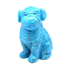 Dog (Pug) 2.25 Inch Figurine - Howlite Turqouise