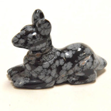 Egyptian Dog Anubis 2.25 Inch Figurine - Snowflake Obsidian