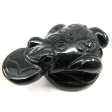 Frog with Coin 2.25 Inch Figurine - Obsidian Black