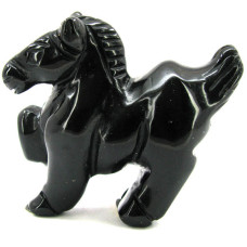 Horse Pacing 2.25 Inch Figurine - Obsidian Black