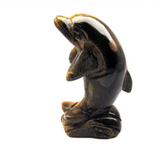 Dolphin on Base 1.5 Inch Figurine - Tiger Eye