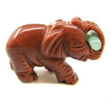 Elephant with Log 1.5 Inch Figurine - Goldstone