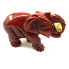 Elephant with Log 1.5 Inch Figurine - Rainbow Jasper