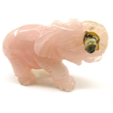 Elephant with Log 1.5 Inch Figurine - Rose Quartz