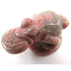 Frog with Coin 1.5 Inch Figurine - Rhodonite