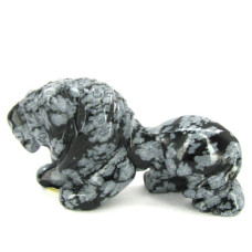 Lion 1.5 Inch Figurine - Snowflake Obsidian