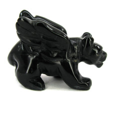 Panther with Wings 1.5 Inch Figurine - Obsidian Black