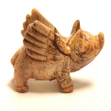 Pig Flying 1.5 Inch Figurine - Picture Jasper