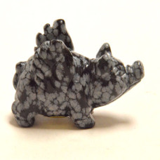 Pig Flying 1.5 Inch Figurine - Snowflake Obsidian