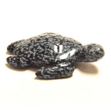 Sea Turtle 1.5 Inch Figurine - Snowflake Obsidian