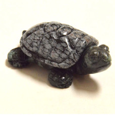 Turtle (Two Tone) 1.5 Inch Figurine - Snowflake Obsidian