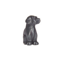 Dog Classic Carved Fetish Bead 0.75 Inch - Hematite