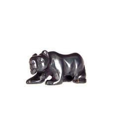 Panther Carved Fetish Bead 0.75 Inch - Hematite