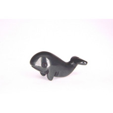 Whale Carved Fetish Bead 0.75 Inch - Hematite