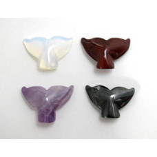 Whale Tail Carved Fetish Bead 0.75 Inch - Assorted Stones