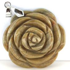 Rose with Bail Pendant - Silver Leaf Jasper (35 - 40 mm)