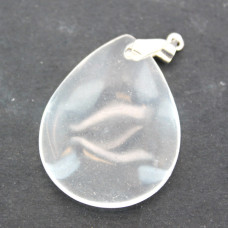 GP Teardrop - Flat Teardrop Pendant with Bail - Fused Clear Quartz