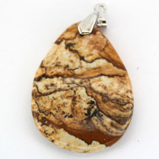 GP Teardrop - Flat Teardrop Pendant with Bail - Picture Jasper