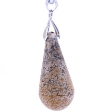 Round Teardrop Pendant with Bail - Picture Jasper