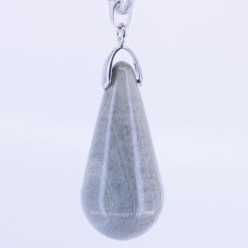 Round Teardrop Pendant with Bail - Silverleaf Jasper